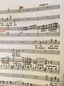 Closeup of opera musical score